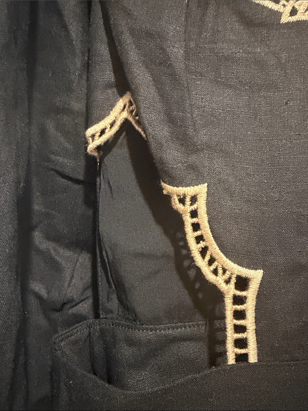 NWT FARM Rio x Anthropologie Black Midi Dress with Cream Embroidery and Cutouts - Picture 7 of 8